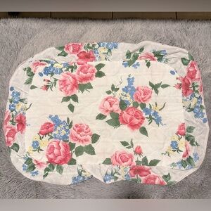 Floral Pillow Case with Pink and Blue Accents